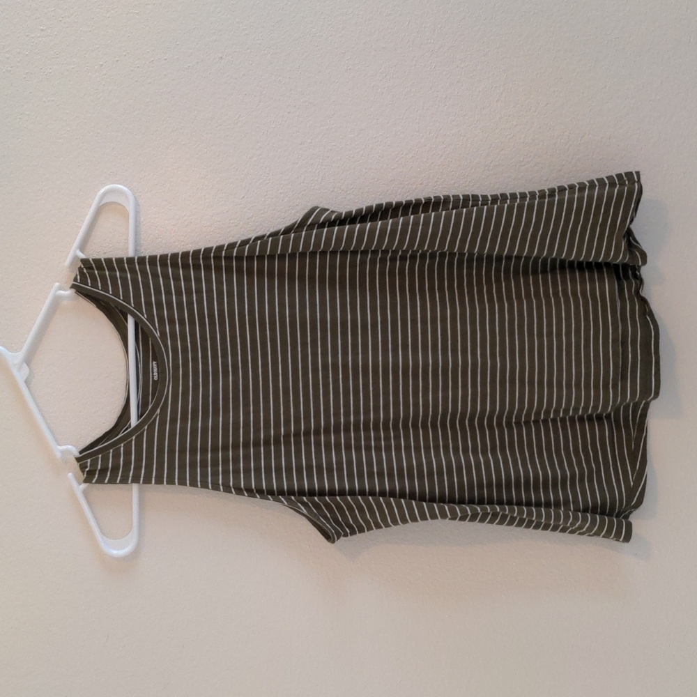 High neck olive green striped tank